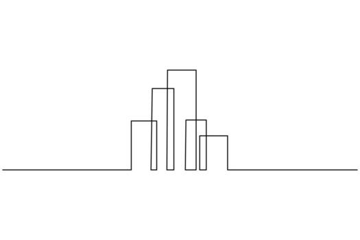 Corporate office building single line art simple minimal architecture design vector