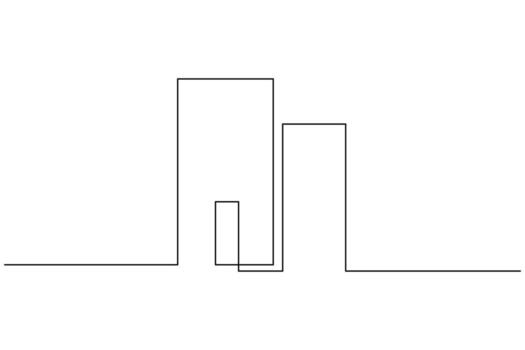 Tall office building single line art minimal outline structure drawing vector
