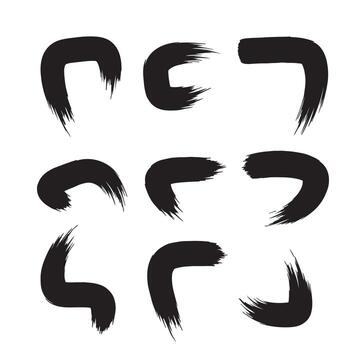 Artistic Paint Brush Strokes Set Versatile Grunge and Calligraphy Design Elements. Textured Ink Brushwork for Creative Projects, Backgrounds, and Graphic Compositions. vector