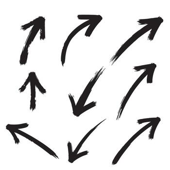 Artistic Brushstroke Directional Arrows Set Grunge Pointers for Creative Design Projects vector