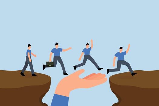 help to solve problem, massive hand assists entrepreneurs in overcoming challenge gap vector