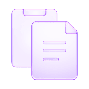 3d Glasmorphismus dokumentieren Symbol im lila Gradient. glänzend minimal Symbol Darstellen Datei, Papier, und Büro Daten, Kopieren Einfügen Symbol png