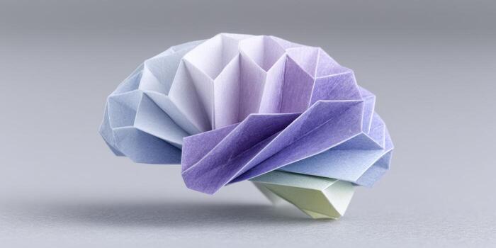 Abstract Origami Brain Model Neutral Representing Intelligence and Creativity photo