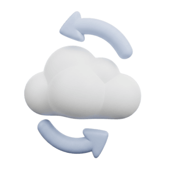 3D cloud computing synchronization and update icon with circular arrows png