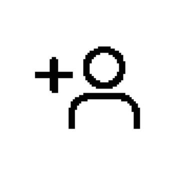 Pixel Art Add User, Pixelated Icon For Adding People To Network Connection And Group vector