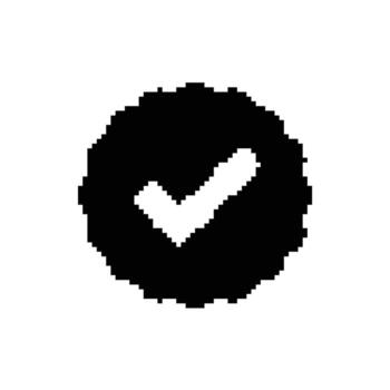 Pixel Style Verified Badge Icon Isolated on Transparent Background for Digital Identity vector