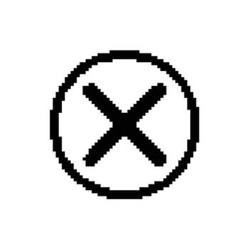 Pixel Art Circle Cross Icon Close Button Cancel Sign Delete Symbol Error Mark Dismiss Option vector
