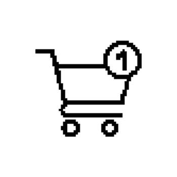 compras carro píxel Arte icono con articulo contar indicación aislado en transparente antecedentes vector