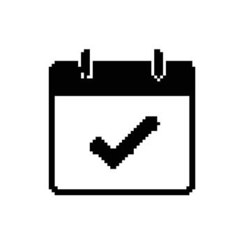 Pixel Calendar Icon for Dates, Events, Schedule, and Planning with Transparent Background vector