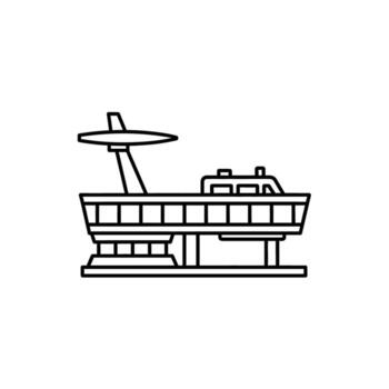 Futuristic Spaceship Flying Machine Icon with Landing Platform for Space Exploration Concepts vector