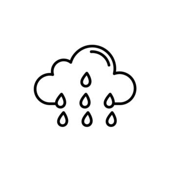 Rain Cloud Icon Weather Forecast Symbol Graphic Outline on Transparent Backdrop Minimal vector
