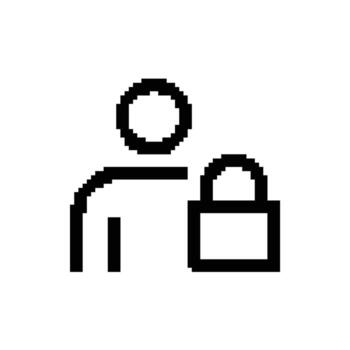 pixelado usuario cuenta seguridad persona bloquear icono con transparente antecedentes digital ilustración vector