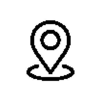 Pixel Art Map Pin, Digital Location Icon For Navigation And Destination Pixelated Style vector