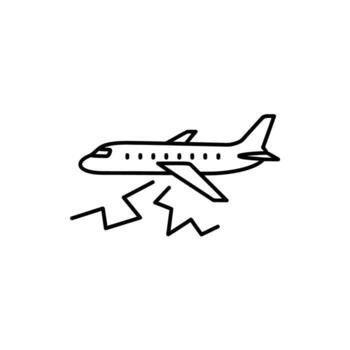 Turbulence Icon Airplane Shaking Flight Emergency Unstable Conditions Line Design vector