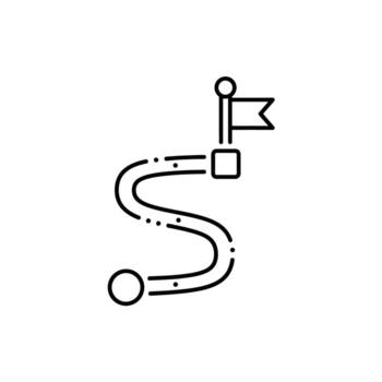 Journey Path with Flag, Route, Destination Point, Roadmap, Track, Direction vector