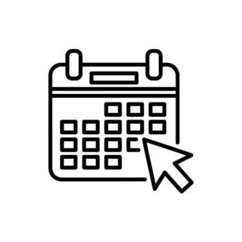 Appointment Scheduling and Planning Calendar with Cursor in Outline Style on Transparent Backdrop vector