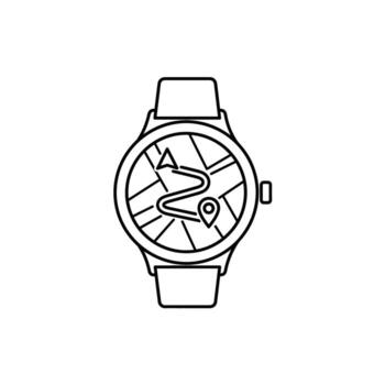 Sophisticated Smartwatch Illustration with Navigation Map Display for Geolocation Tracking vector