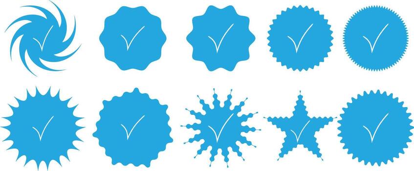 colección de azul marca de verificación insignias y símbolos verificación aislado en transparente antecedentes vector