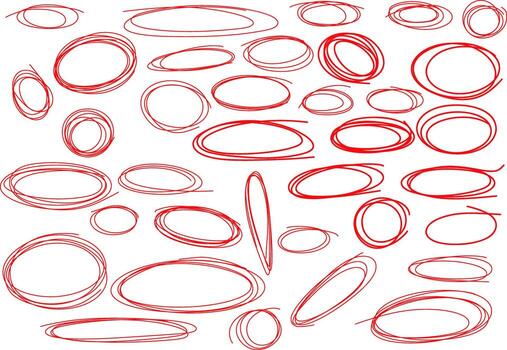 a set of red circles and lines vector