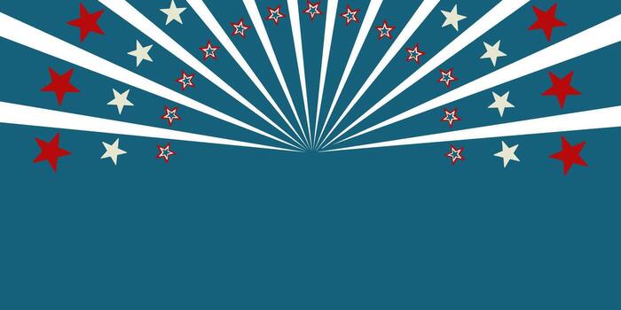 Abstract retro starburst pattern with red and white stars on teal background vector