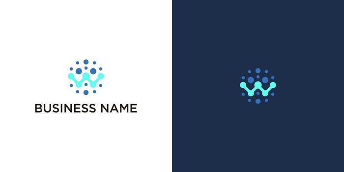 moderno letra w monograma logo diseño con digital puntos para tecnología y datos marca vector