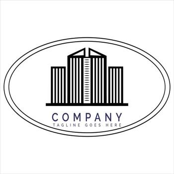 Tall buildings inside oval frame architecture abstract vector