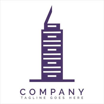 Tall purple building with horizontal lines skyscraper architecture vector