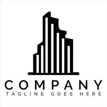 Black skyscraper logo with text building architecture vector