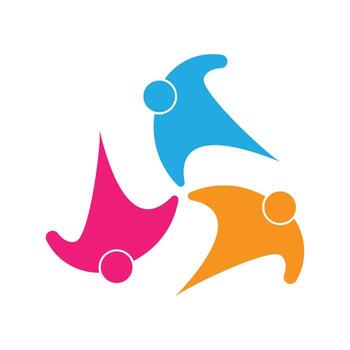 teamwork connecting three people in a circle on a white background vector