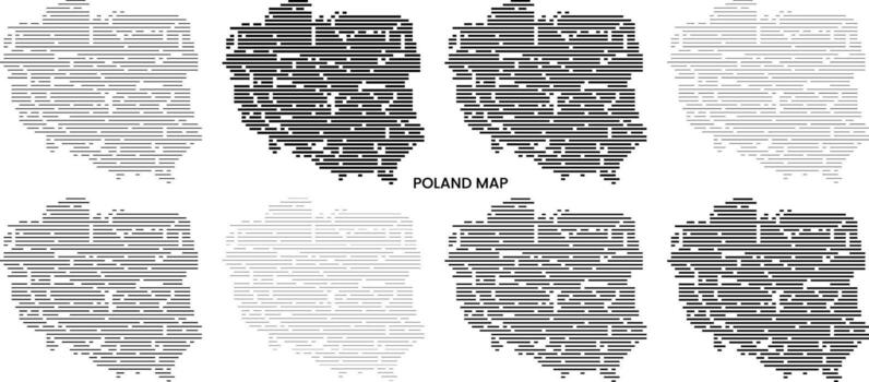 Poland info-graphic horizontal line pattern shape. Poland horizontal line map with different line thickness style of realistic border vector
