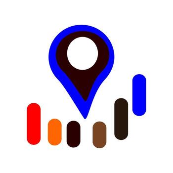 resumen ubicación alfiler con bar gráfico aislado en blanco antecedentes para datos visualización vector