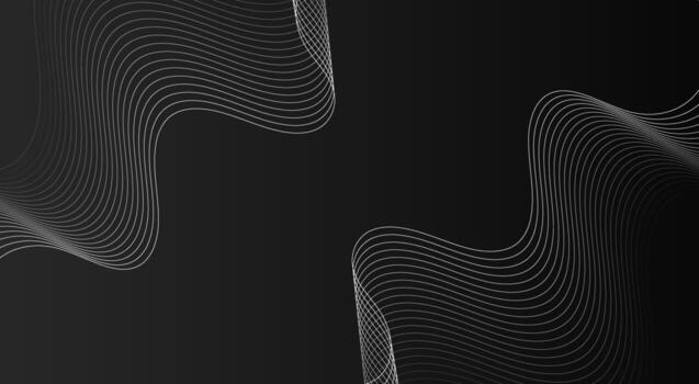 Dark black abstract wave background with smooth flowing lines and minimal style giving a luxurious and modern tech look vector