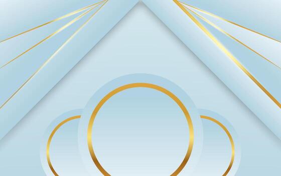 Soft blue background with 3D golden circle shapes creating a modern luxurious abstract composition vector