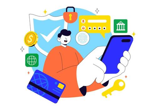 Online Payment Security Illustration Protecting User Data And Digital Transactions vector