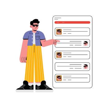 Character with interactive list illustration vector