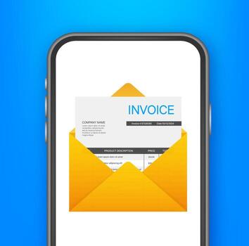 teléfono inteligente demostración correo electrónico factura en abrió sobre vector