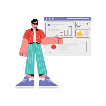 moderno analítico tablero interfaz diseño ilustración vector