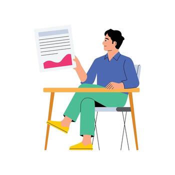 Man presenting a data report illustration vector