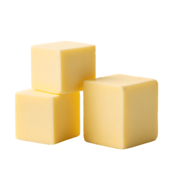 tre kubisk Smör block anordnad på en stack isolerat på transparent bakgrund png