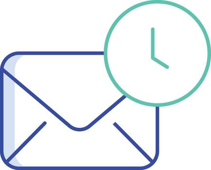 email clock outline color icon design vector