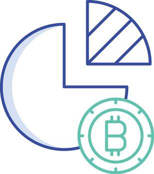 bitcoin pie chart outline color icon design vector