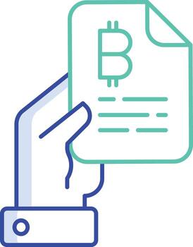 bitcoin documento contorno color icono diseño vector