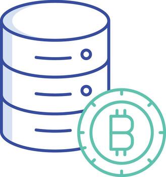 bitcoin servidor contorno color icono diseño vector