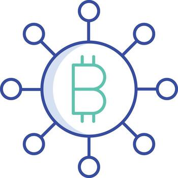 bitcoin red contorno color icono diseño vector