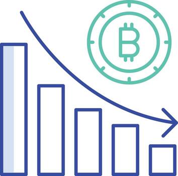 bitcoin graph down outline color icon design vector