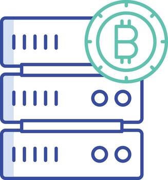 bitcoin database outline color icon design vector