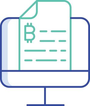 bitcoin archivo computadora contorno color icono diseño vector