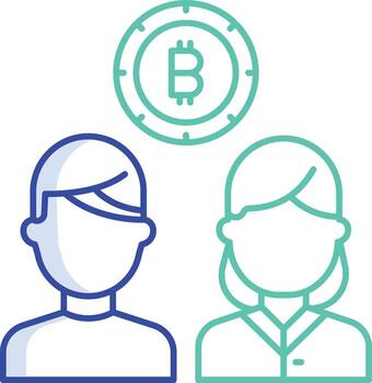 bitcoin user account outline color icon design vector