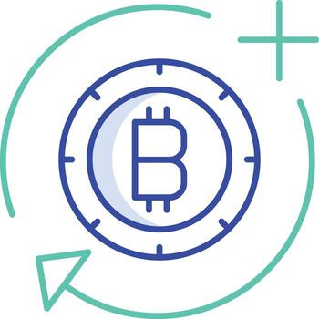 bitcoin add outline color icon design vector