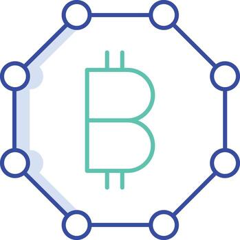 bitcoin chain link outline color icon design vector